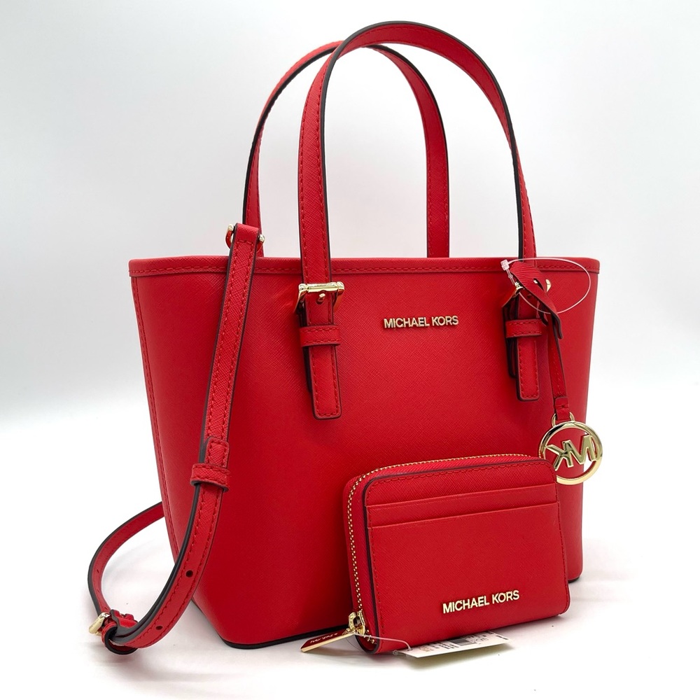 Michael Kors Travel Extra Small Top Zip Tote Crossbody Bag & Card Case Wallet